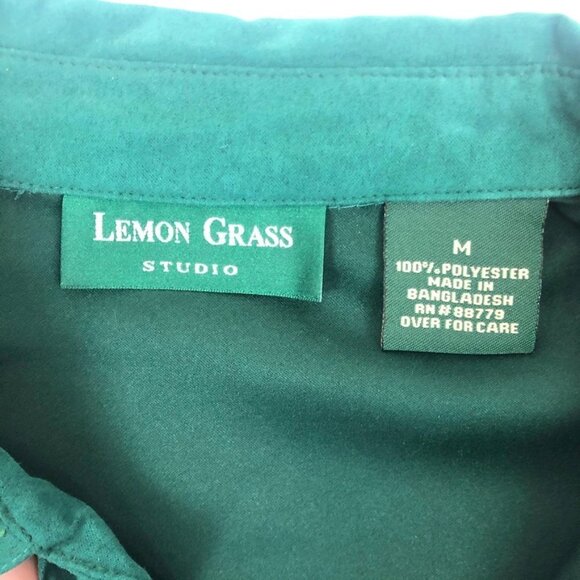 Lemon Grass Studio Faux Suede Pintuck Button Down Shirt. Green. Size M - Picture 5 of 11